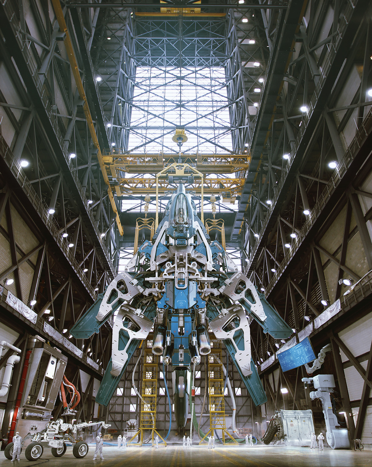 Scifi nasa hangar spaceship robotic Scientist
