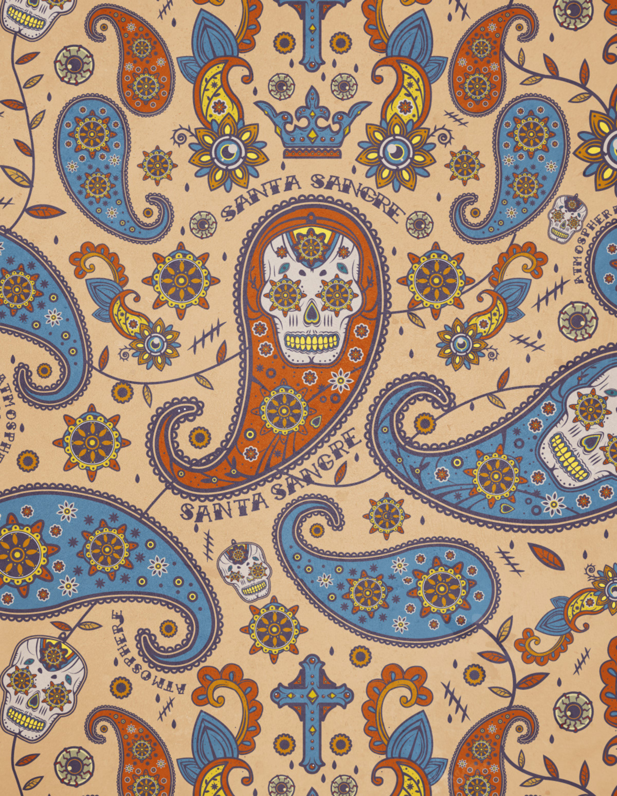 paisley skull santa sangre iphone pattern atmosphere tattoo Mexican