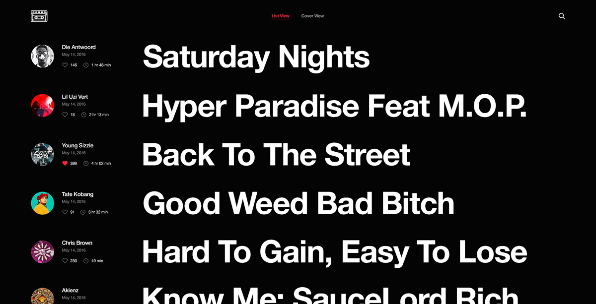 mixtape playlist track black modern