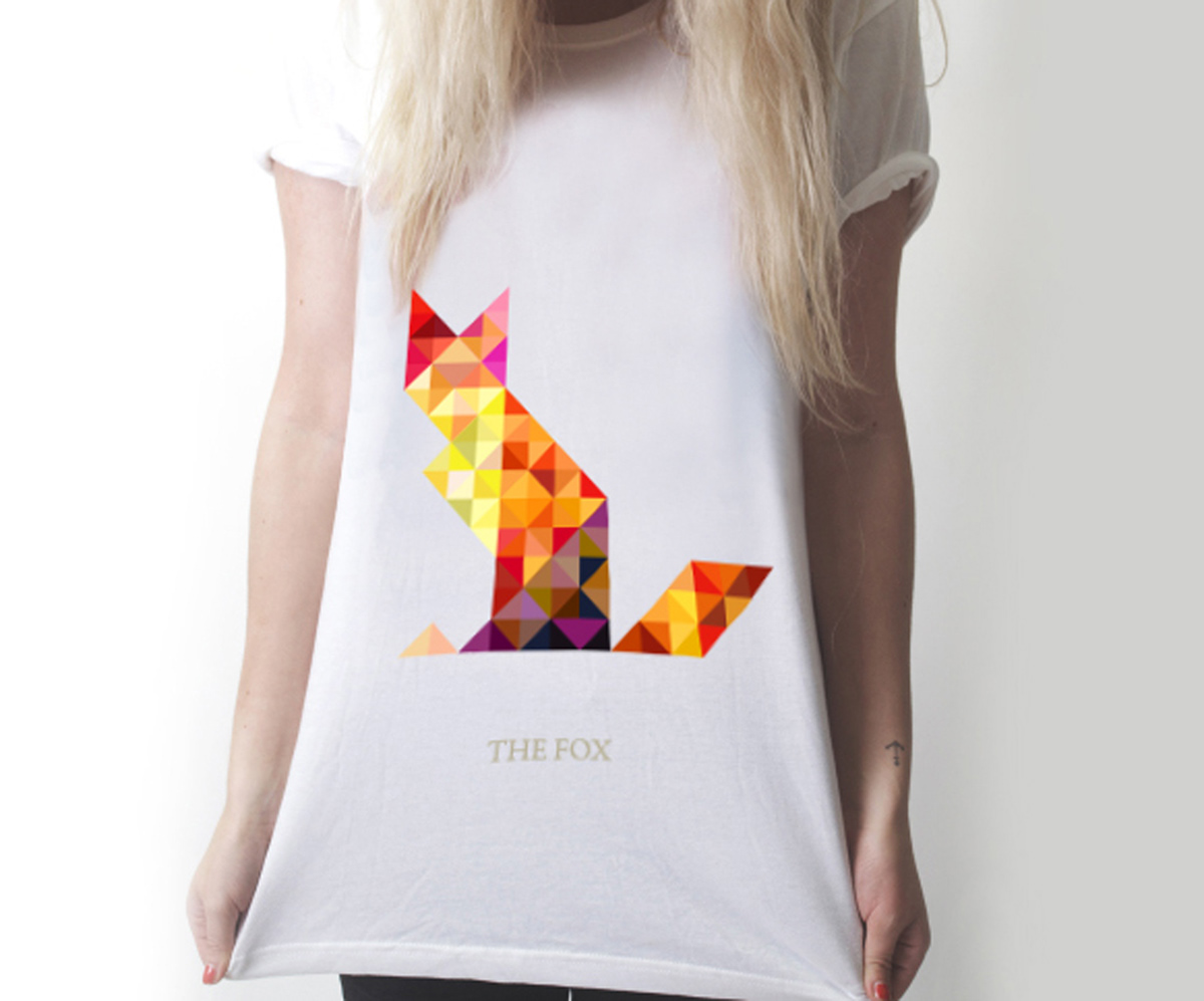 racoon FOX bird animal tangram t-shirt Collection dog monkey