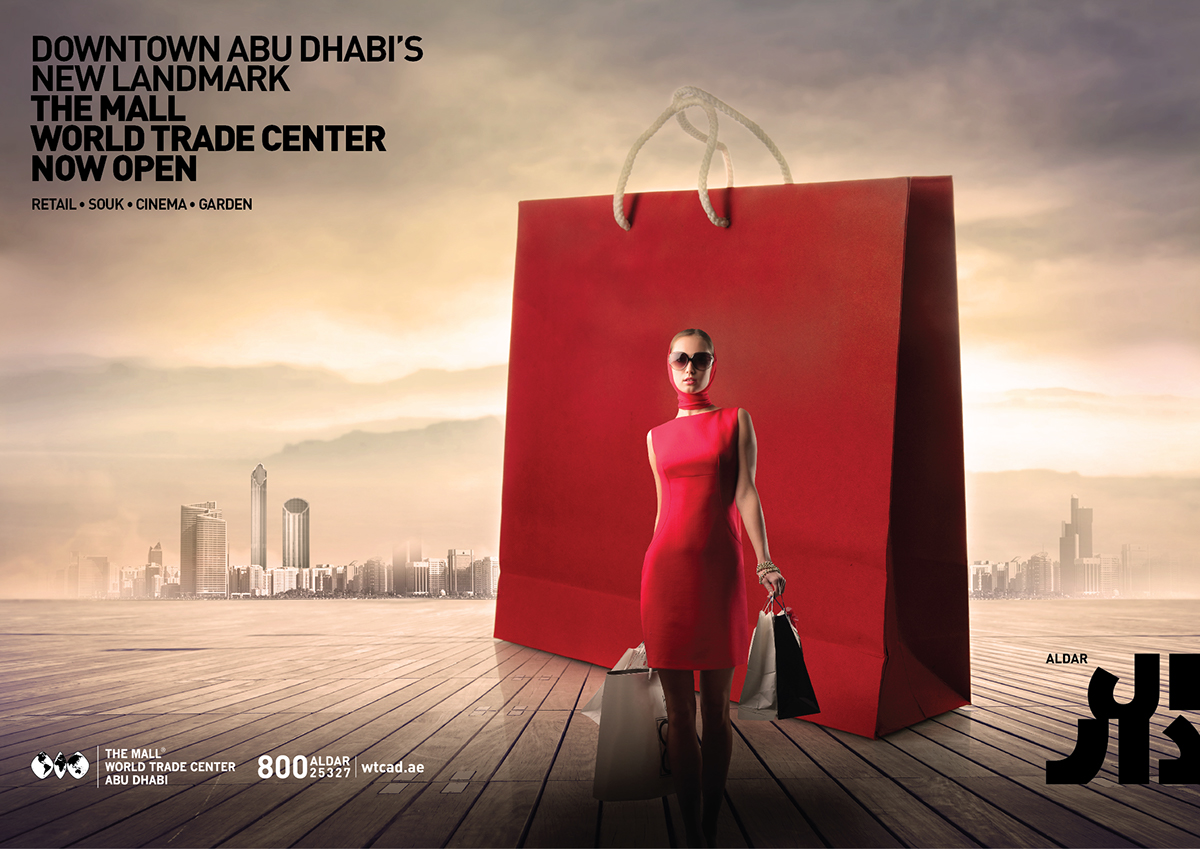UAE dubai Abu Dhabi mall Shopping Food  model high heel  bag skyline mist Cinema Arab ads