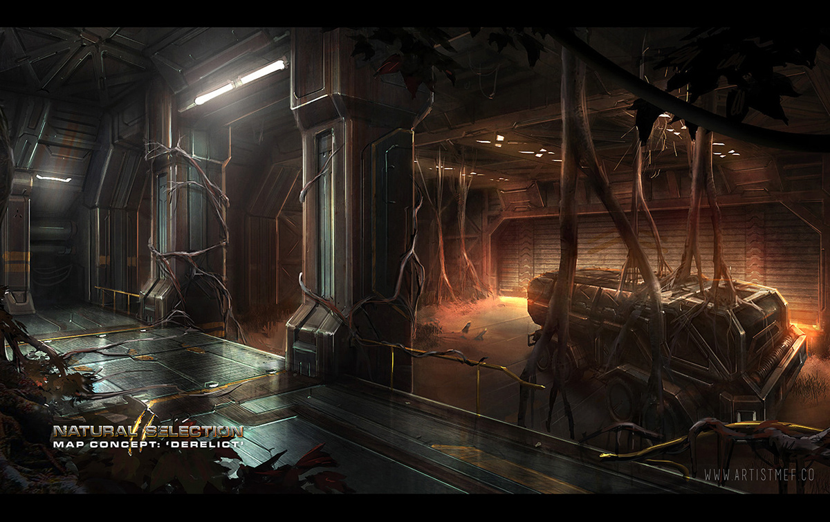 Igor Vitkovskiy ns2  concept art art digital natural selection environment Interior sci-fi Cyberpunk dark mood