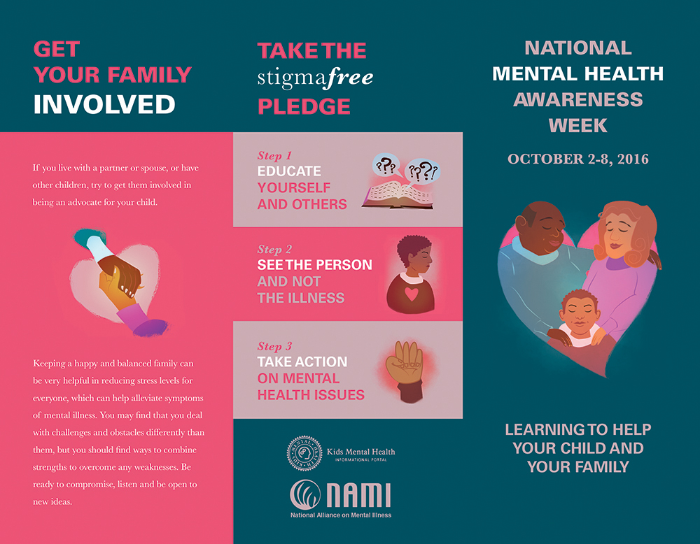 Adobe Portfolio Mental Health awareness kids families parents Emotional illustrated brochure publication Health informational