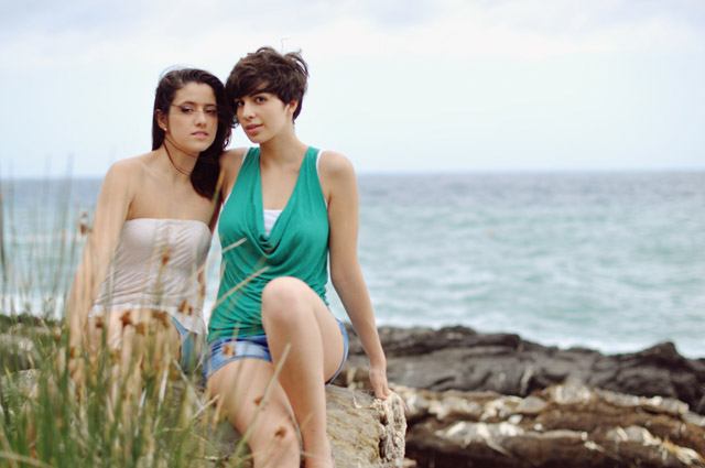 two ladies models sofia hassan girls summer sea Flowers portrait Portraiture  visual arts