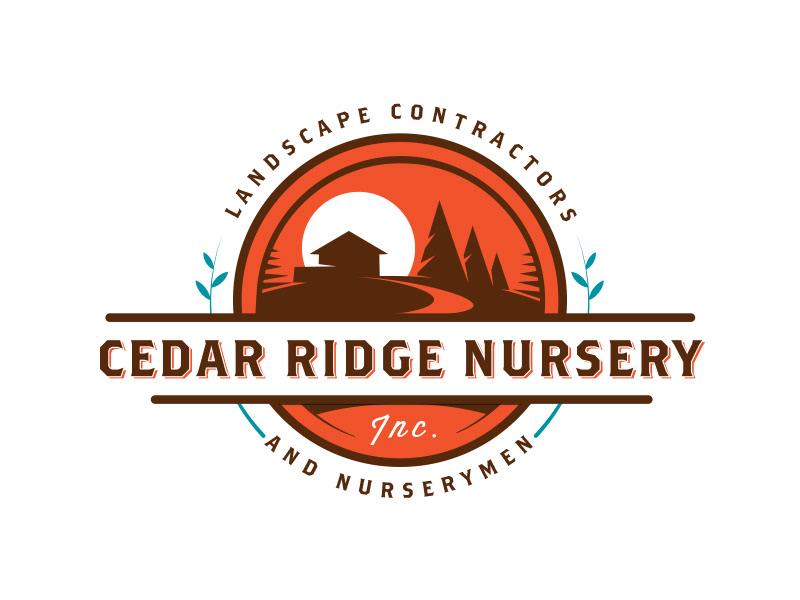 logo identity nursery landscaping Cedar Ridge Nursery plants trees orange