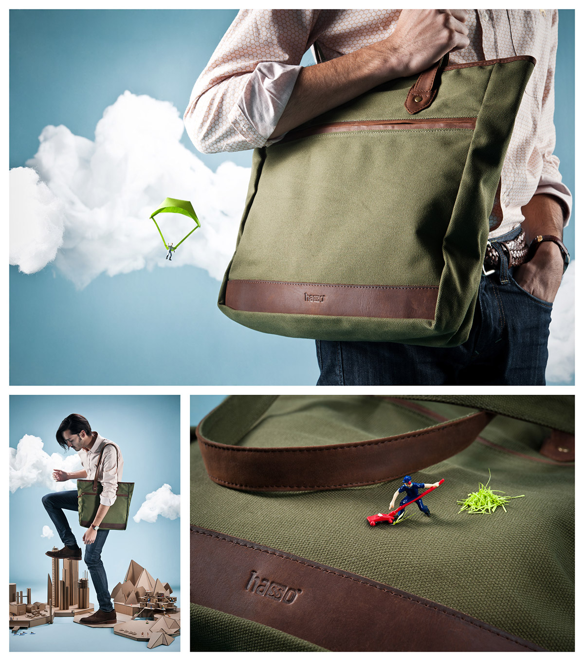 little people Commercial Photography fashion ed leather bag handmade handcraft set construction cardboard