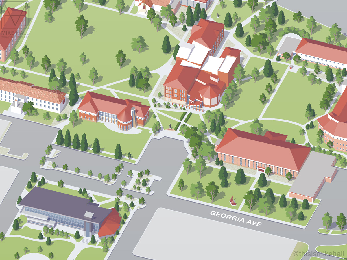 map Visitor Map Guide campus University axonometric vector Plan