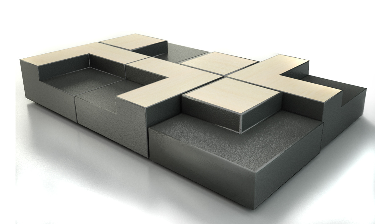 foam coating furniture modules geometrical shapes
