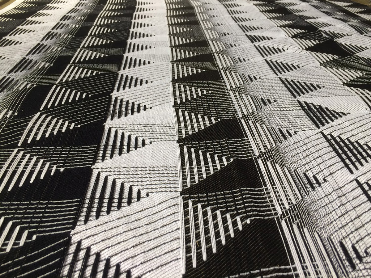 jacquard tension Woven loom black and white ripple shrink wool triangle