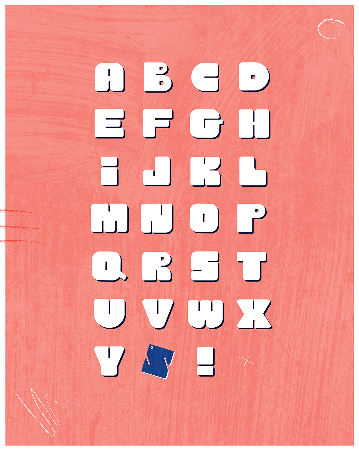 Alphabet with Pink Salmon background