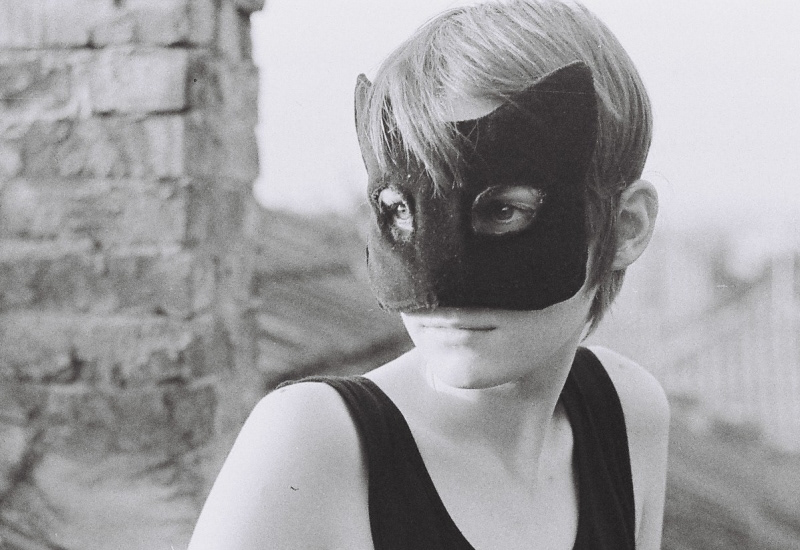 black and white B&W film Cat  mask roof analog film photography