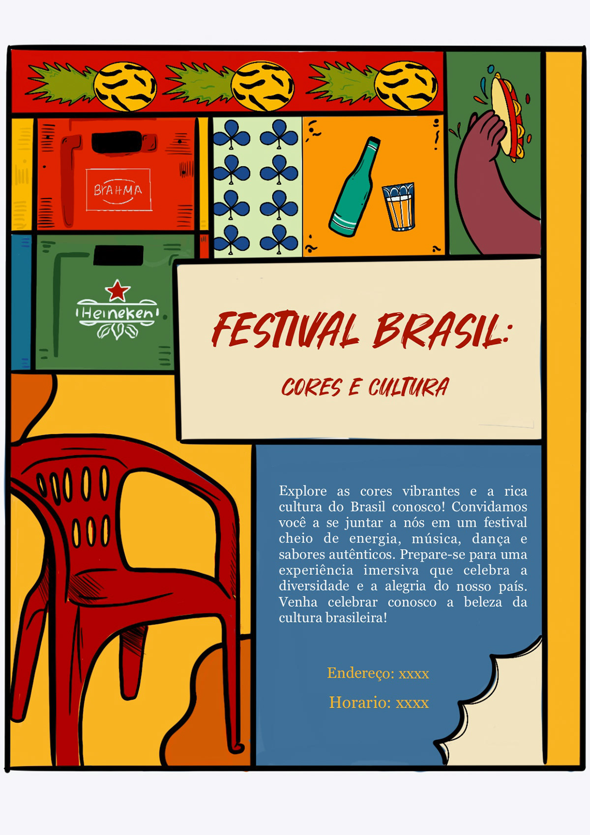 poster social media design ILLUSTRATION  Brazilian convite festival