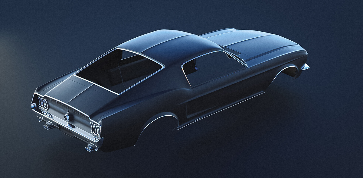 car 3D 3D model cinema4d octane digital art Mustang texturing design