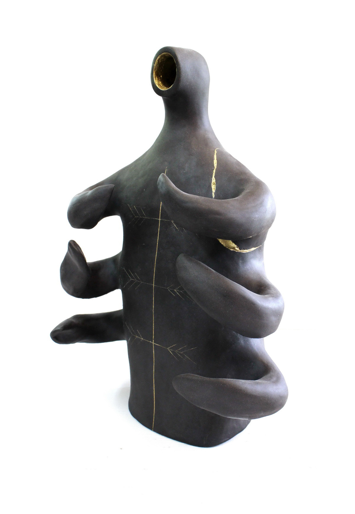 sculpture statue clay BLACK CLAY man figure molding contemporary art