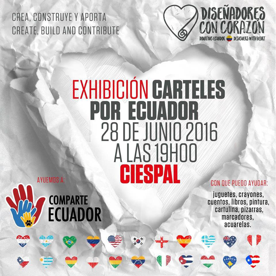 "Disenadores con corazòn - Designers with heart" / Poster exhibition 2016 poster