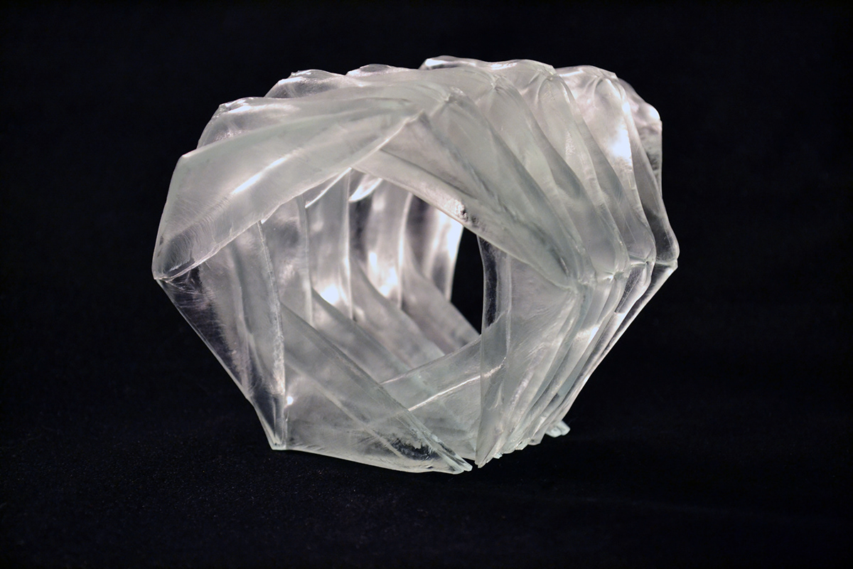 glass origami  nejiri-ori kiln-formed art