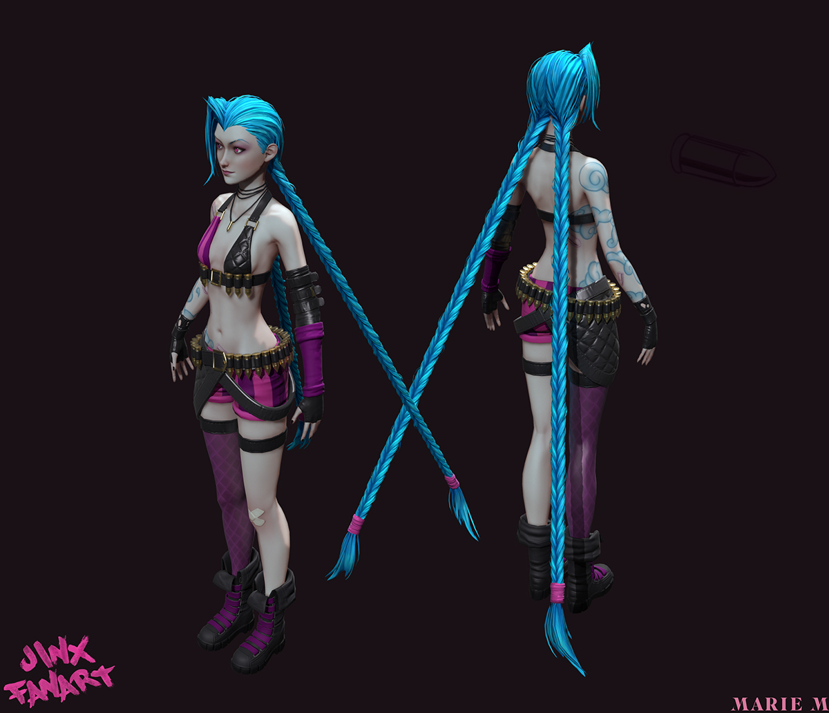 league of legends 3D Zbrush video game game polycount jinx Character CG Marmoset real time