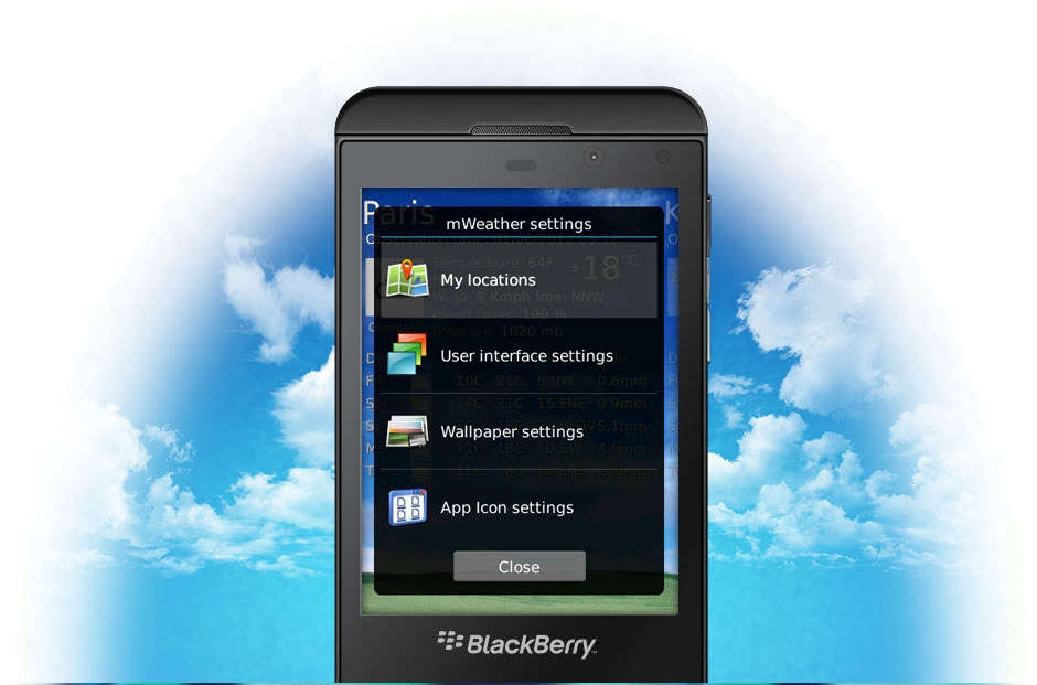 blackberry app phone mobile weather