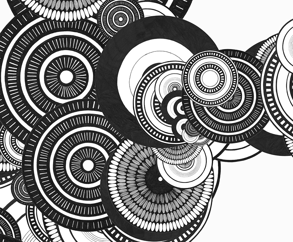 pen and ink circles Flat Patterning Repetition black and white