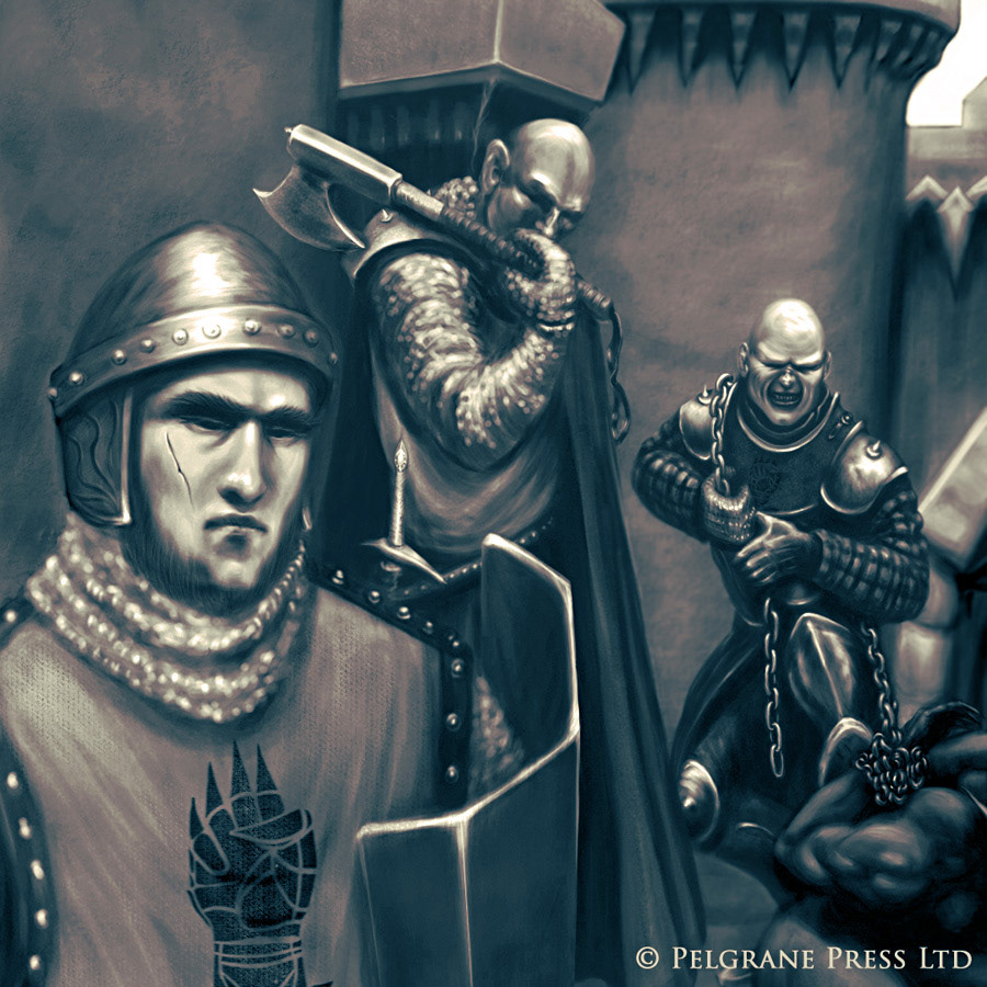 Crusader knights with a slave