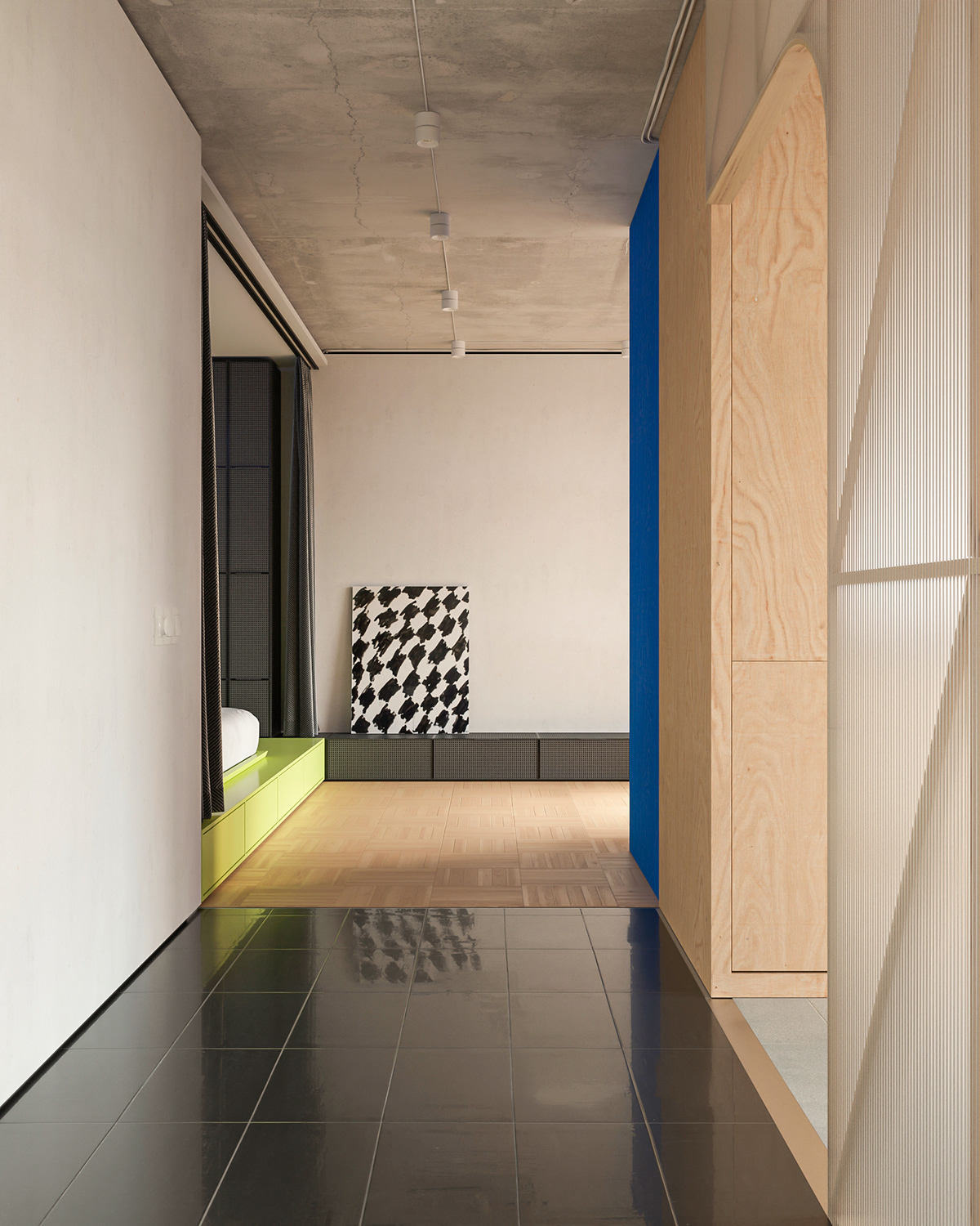 3ds max apartment concept concrete corona render  Interior interior design  Interior Visualization nek visualization