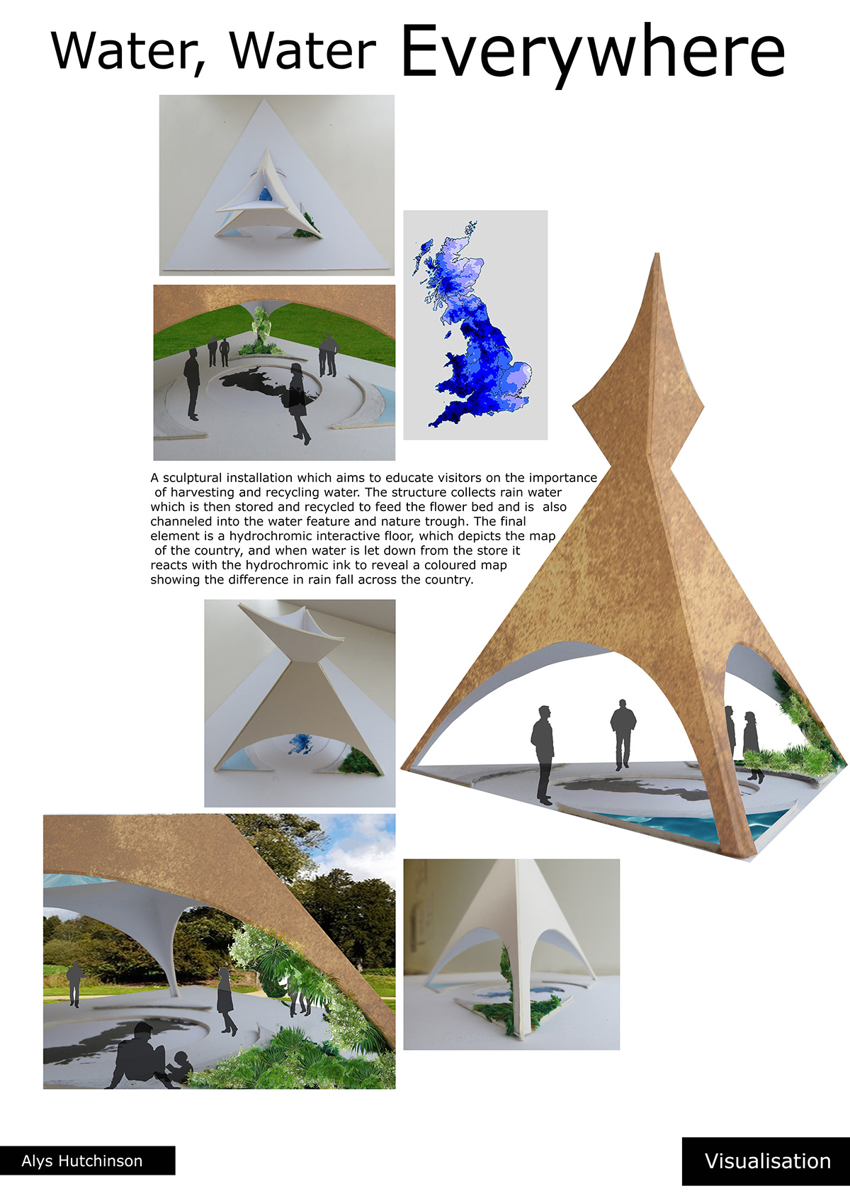 water Water Tower Harvesting Water Sustainable design exhibit insallation copper UK rainfall creative sculpture art