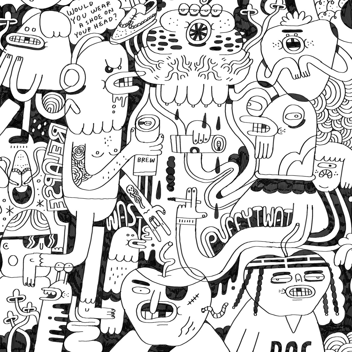 art black and white Character design  characters doodle Drawing  nft print sketch sketchbook