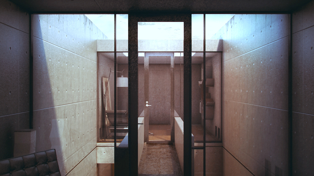 Tadao Ando row house Azuma House rendering Albert Kanitler Studiorso Studio ORSO ORSO japan osaka