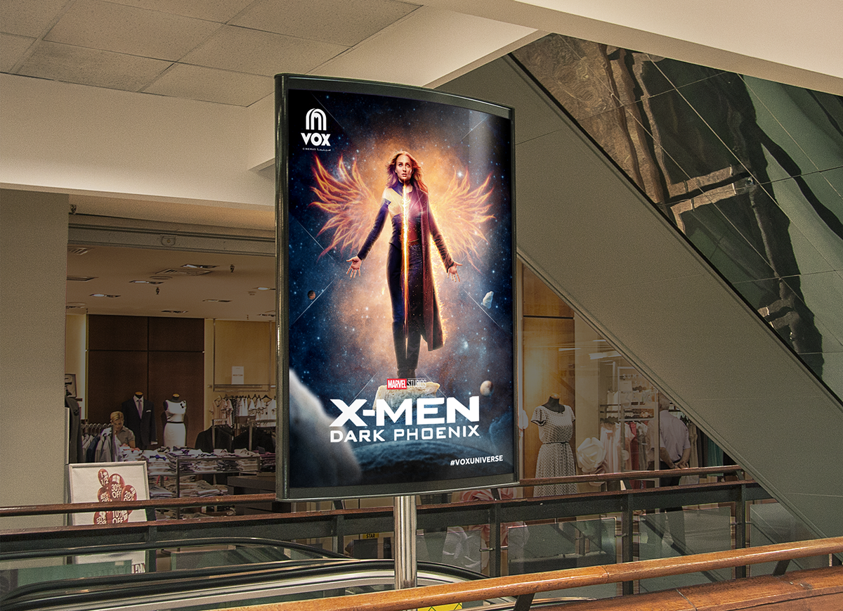 movie poster Dark Phoenix x-men Phoenix Space  galaxy wings manipulation Vox Cinemas  marvel
