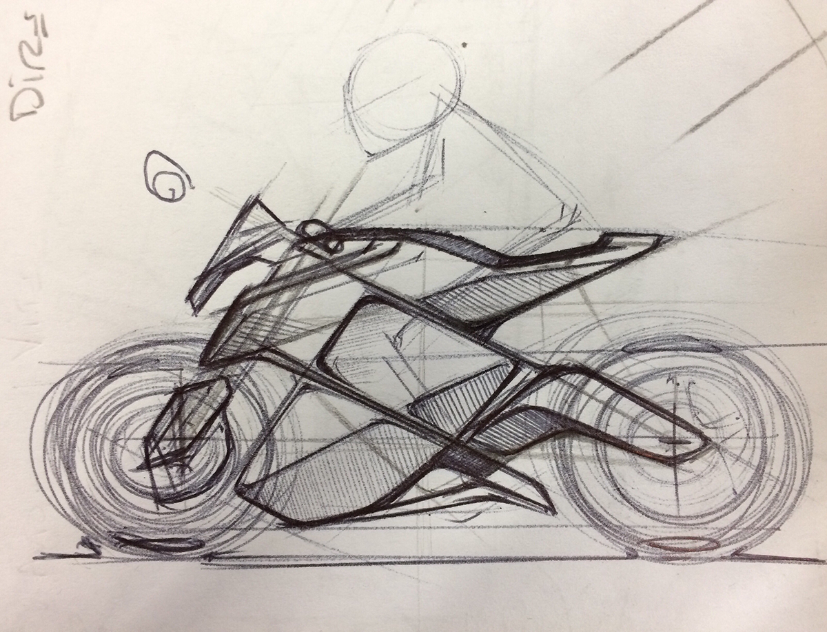 Doodle sketch bike motorcycle