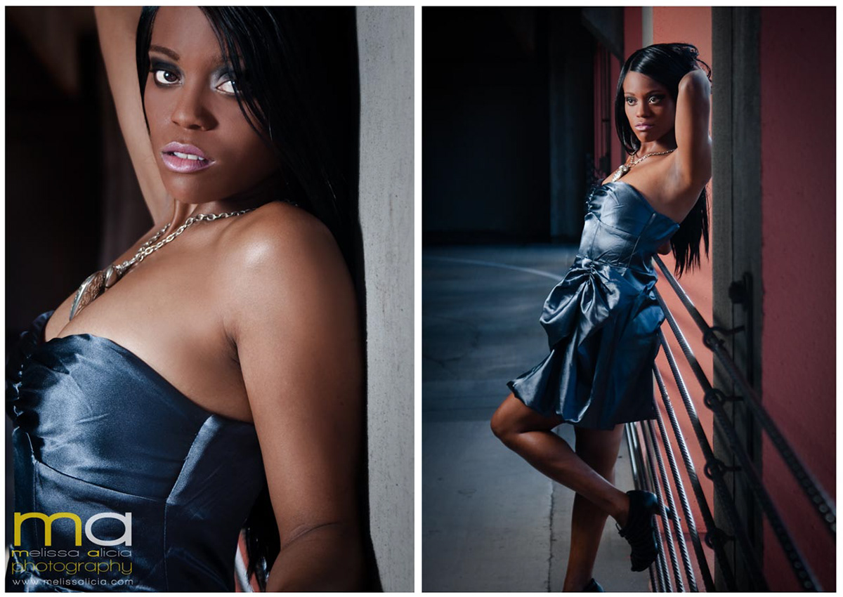 editorial model Female Model dark skin dark hair dark eyes dramatic blue dress black swimsuit