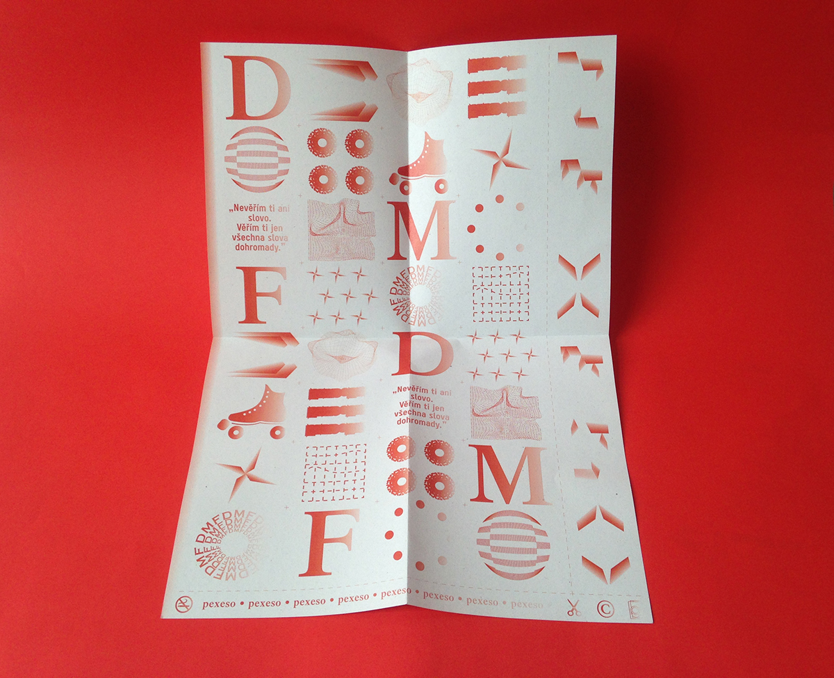 visual design grahic print pexeso red signs Plays Objekt studio newspaper meetfactory brochure gradient Retro