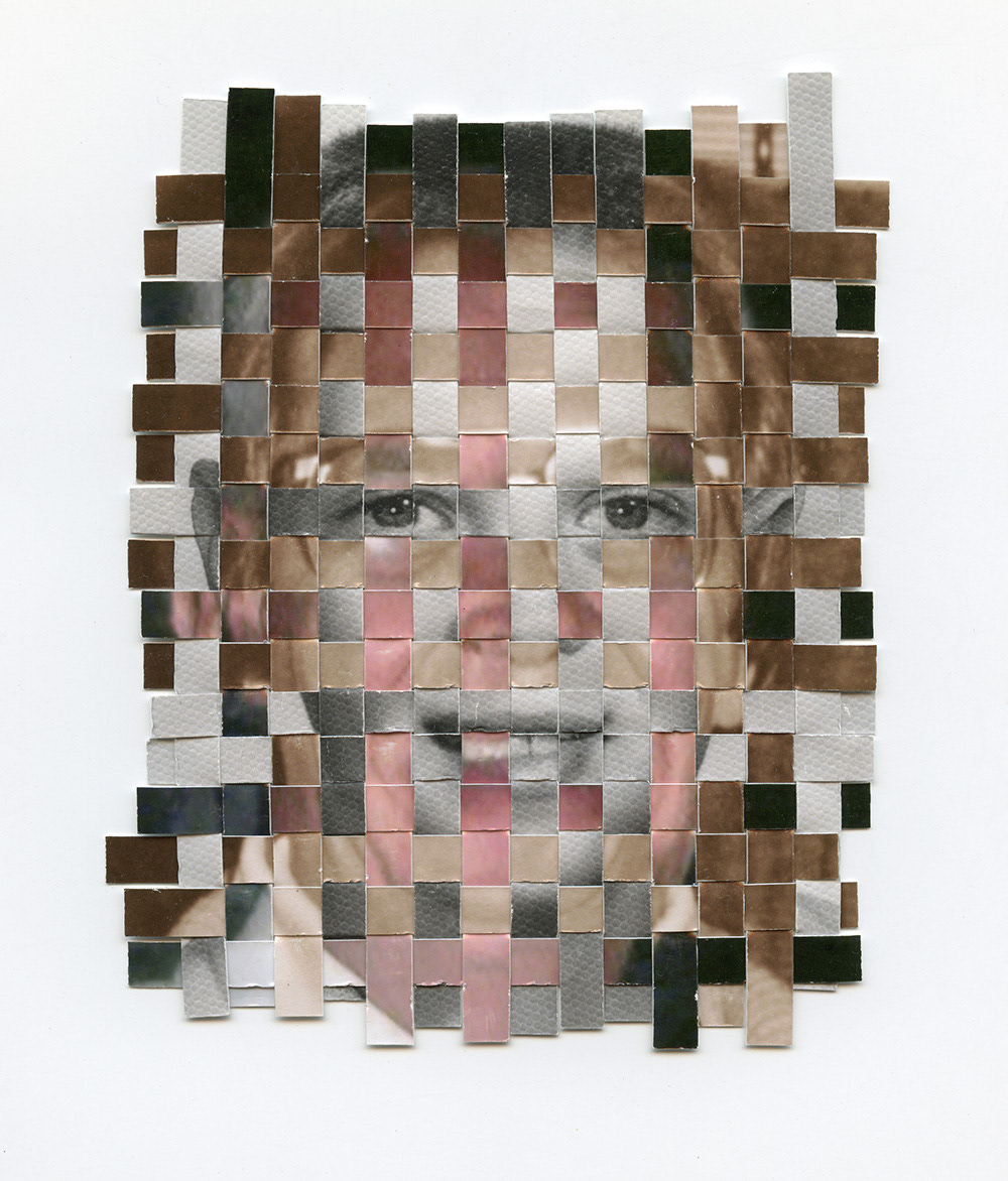 weave Woven collage found photo portrait found photograph death Memory time loss