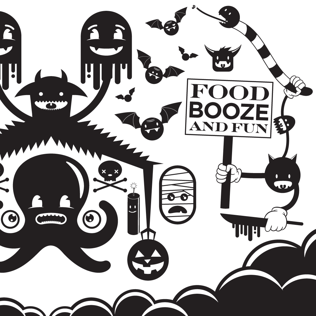 Invitation vector art Halloween Demons black and white party party invite