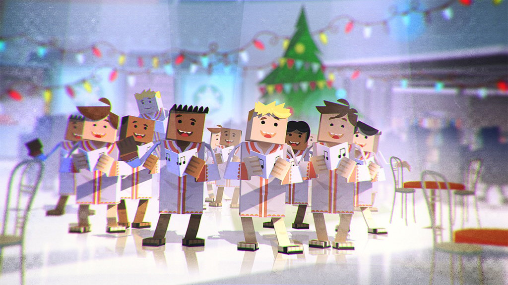 cinema 4d after effects Christmas santa on-line characters 2D 3D Low Poly blocks