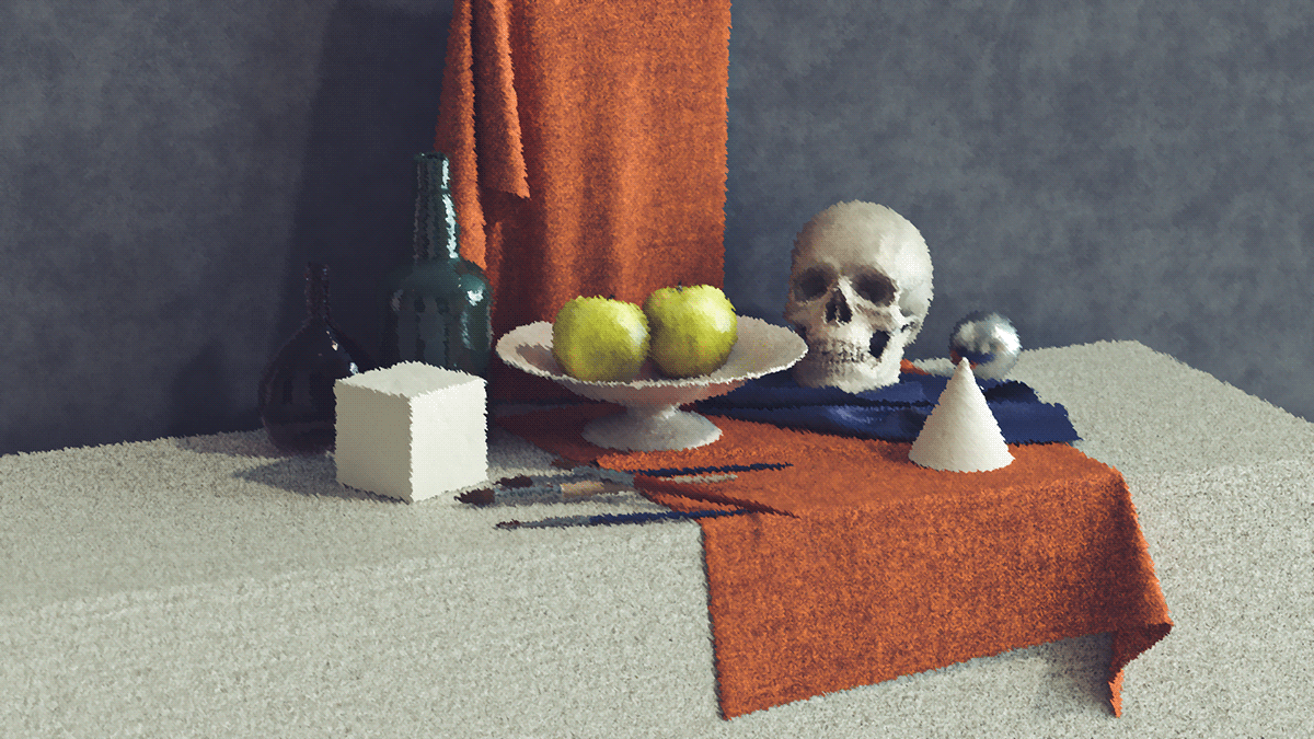 3D apple art school Food  Render skull still life tableware visualization