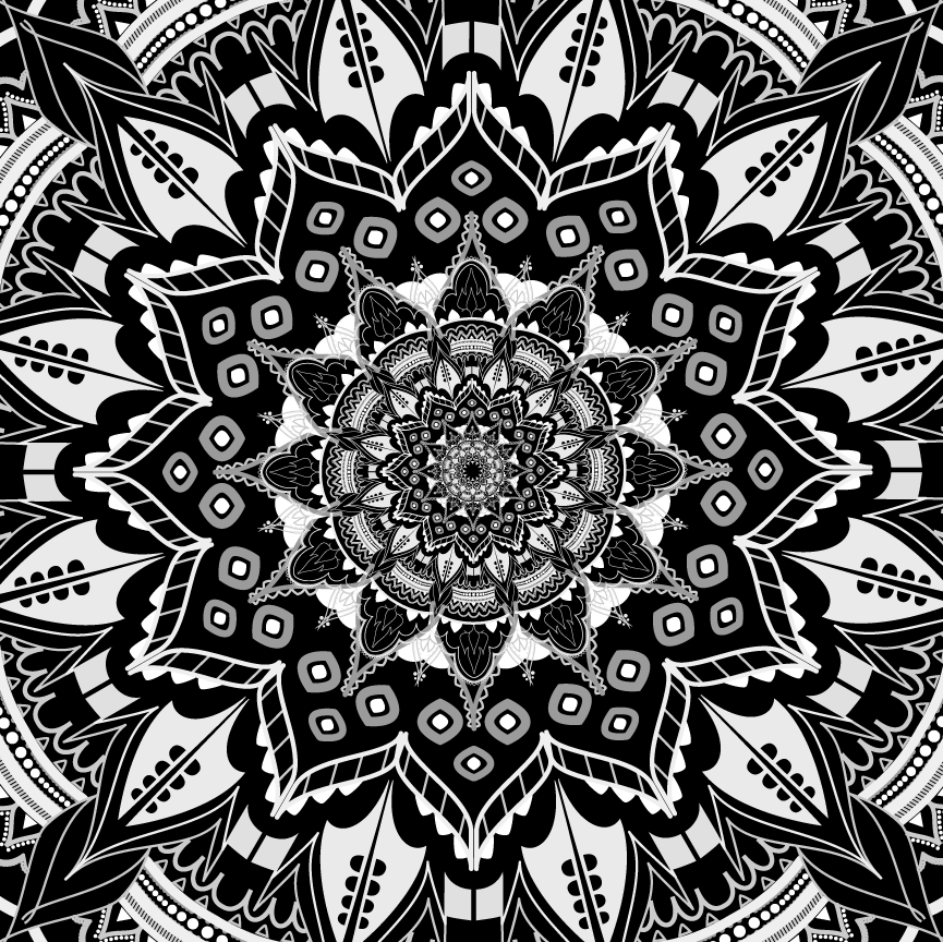 Mandala black and white Vector Mandala intricate design colorful mandala Product Art