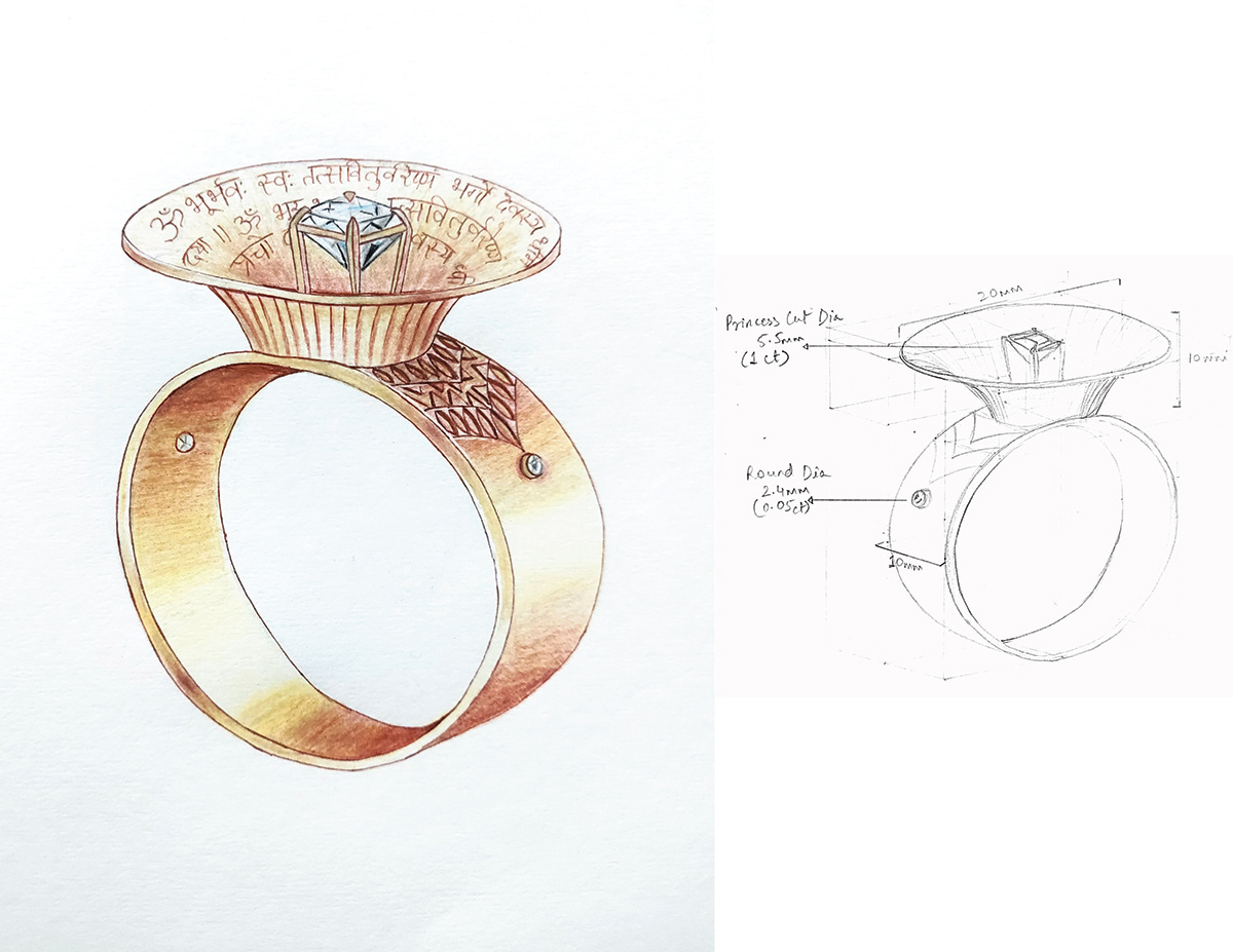 jewelry Jewelry Design  hand rendering earrings rings diamonds gold silver