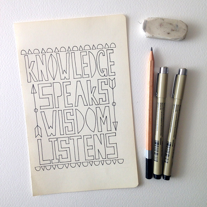 lettering hand drawn knowledge speaks wisdom listens pen drawing print Quotes motivation typography   Poster Design