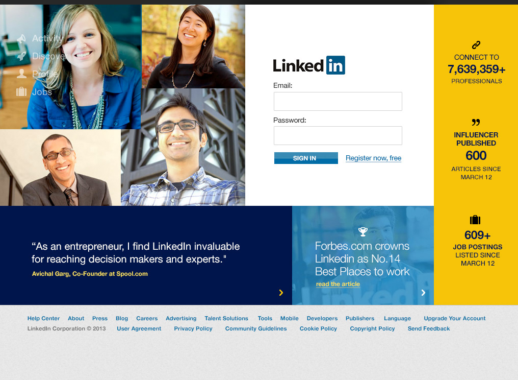 Adobe Portfolio Linkedin.com redesign user interface user experience brand inspire Linkedin