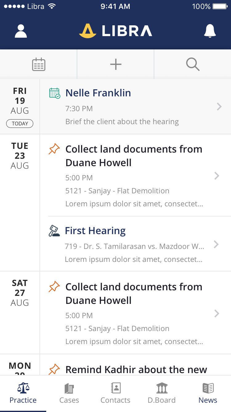 daily UI challenge Event listing Appointment todo hearing legal Practice