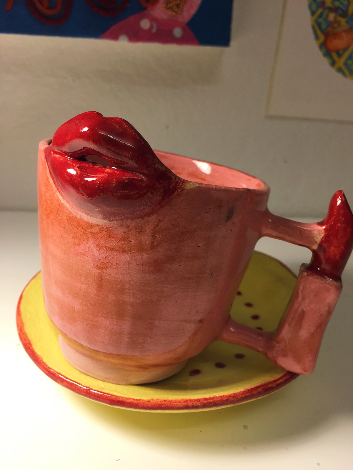 ceramic cup lip jewelry creative handmade