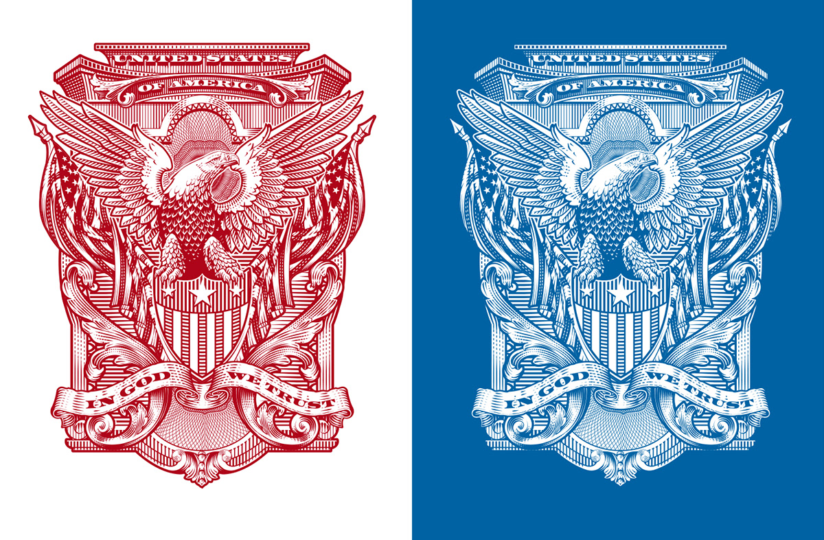American Eagle flag engraving adobeillustrator adobecreativecloud usa