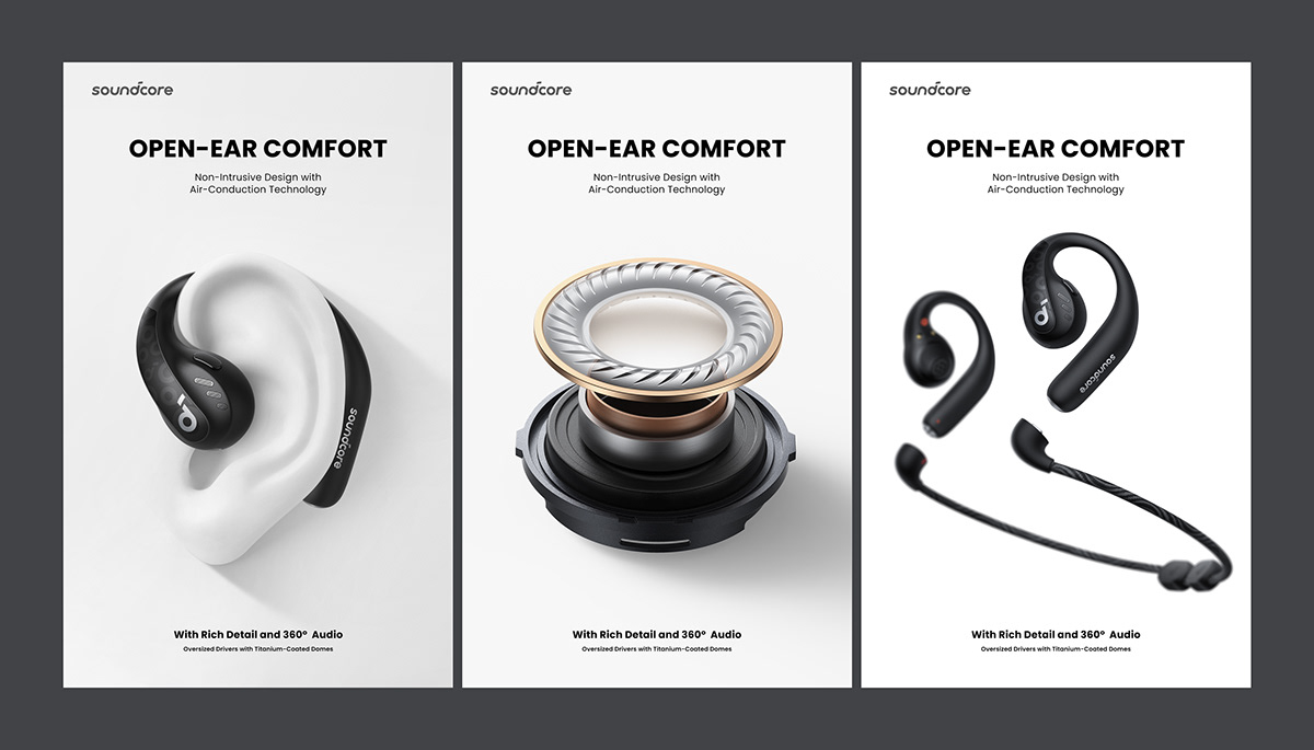 Render 3D design Socialmedia marketing   earphones product design  industrial soundcore
