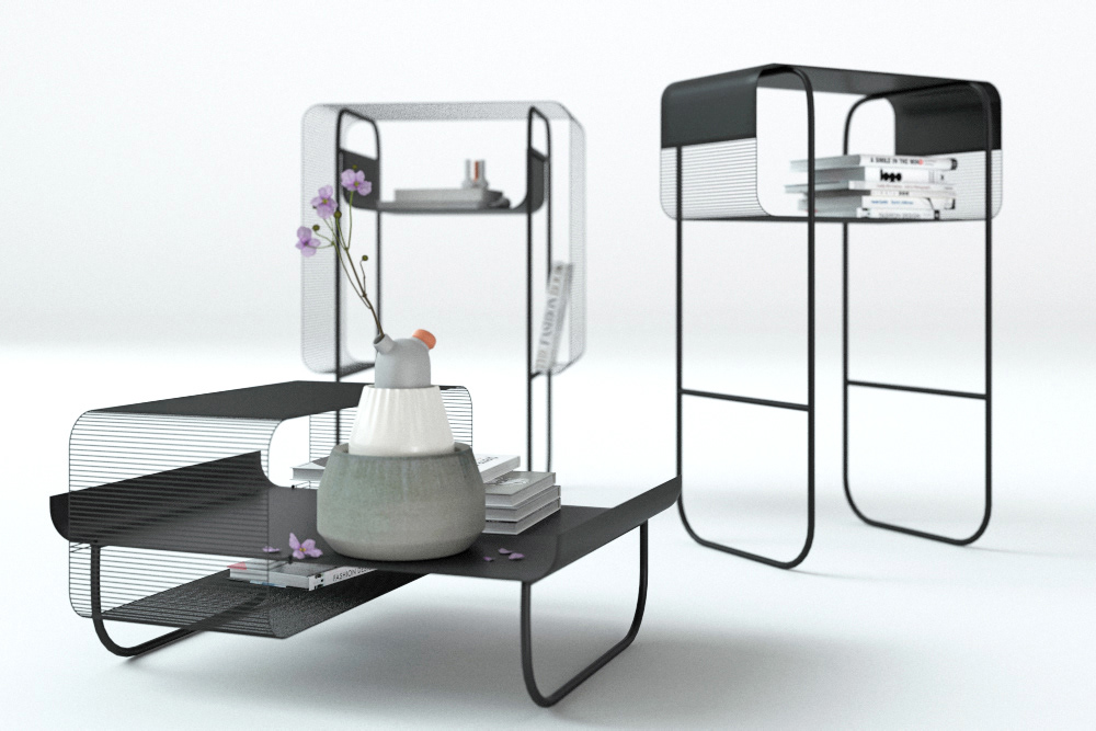 metal table furniture Interior product_design Industrial_design bedside_table