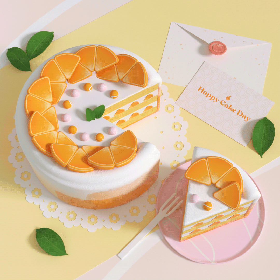 3D Birthday c4d cake cinema4d dessert ILLUSTRATION 
