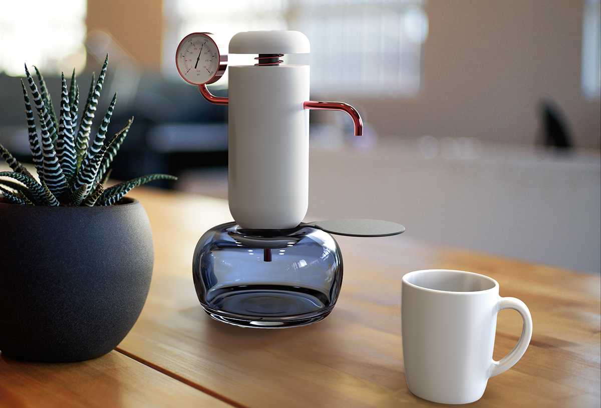 Coffee machine design pressure kitchen norwegian ntnu communication trykk glass Solidworks