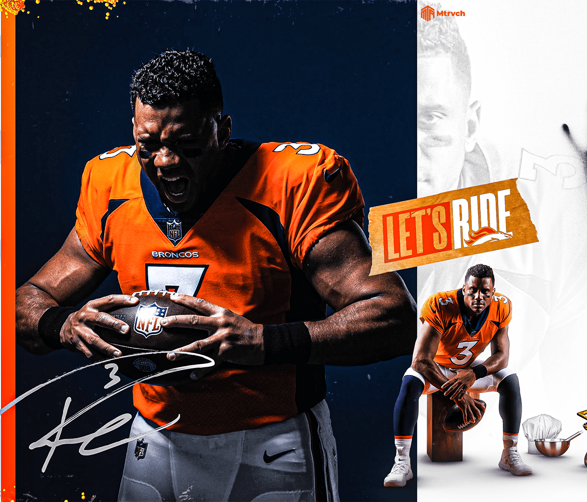 american football Denver Broncos design football nfl Poster Design SMSports Social media post sports typography  