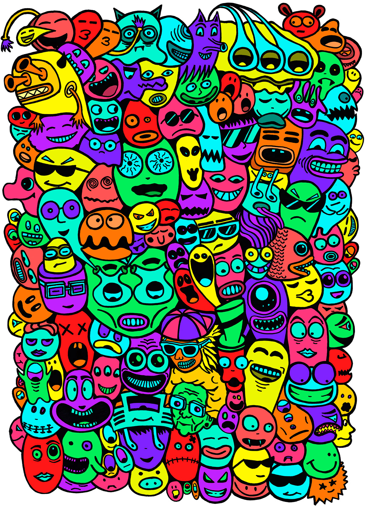 doodle colors Behance Fun faces pencil draw smile Work  art pasion