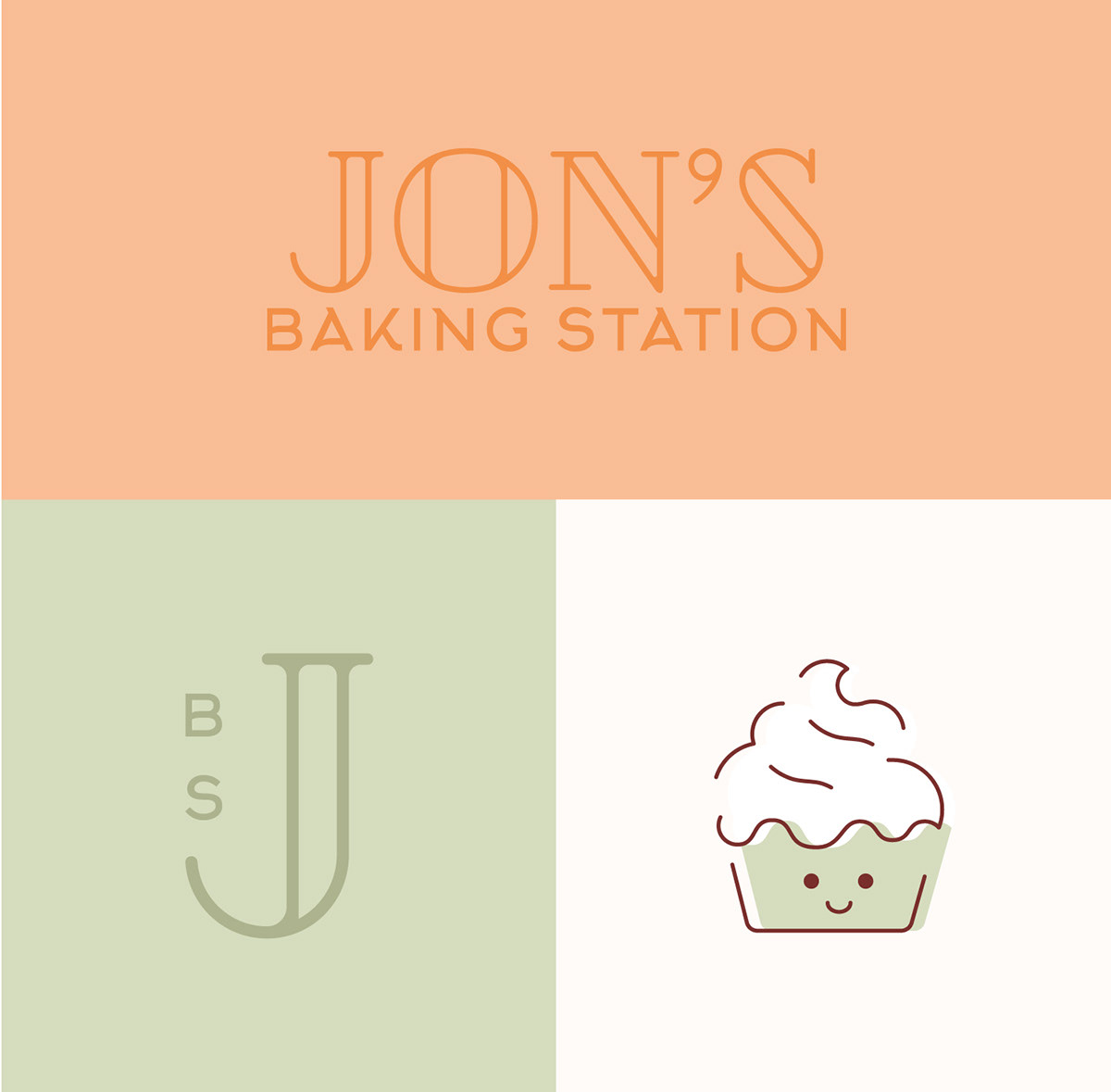 brand branding  bakery pastry green orange Patterns cupcake logo